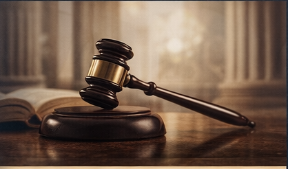 Martelo e livro jurídico